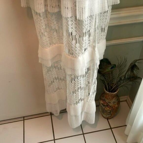 Just Cavalli by Roberto Cavalli Dress White Lace Gown Pleated Flounce - Picture 5 of 12